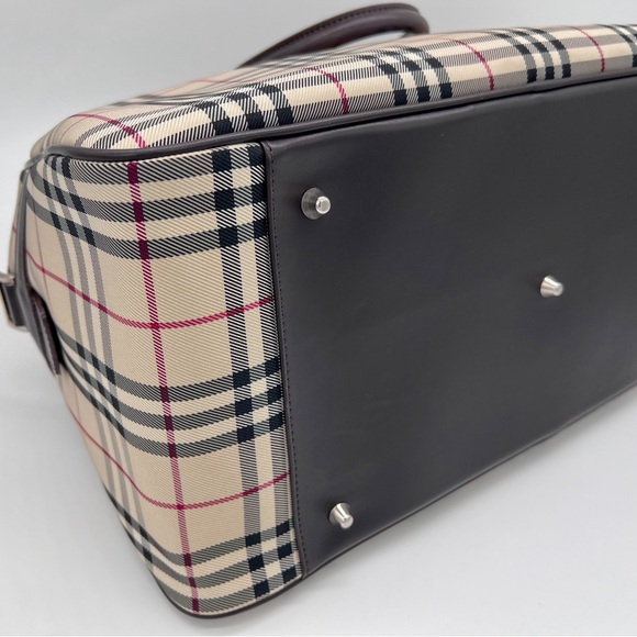 BURBERRY Check 2way Shoulder Handbag Weekender Travel Duffle Bag - Picture 10 of 15